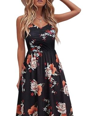 New Yathon Women’s Floral Midi Sleeveless Dress Size L